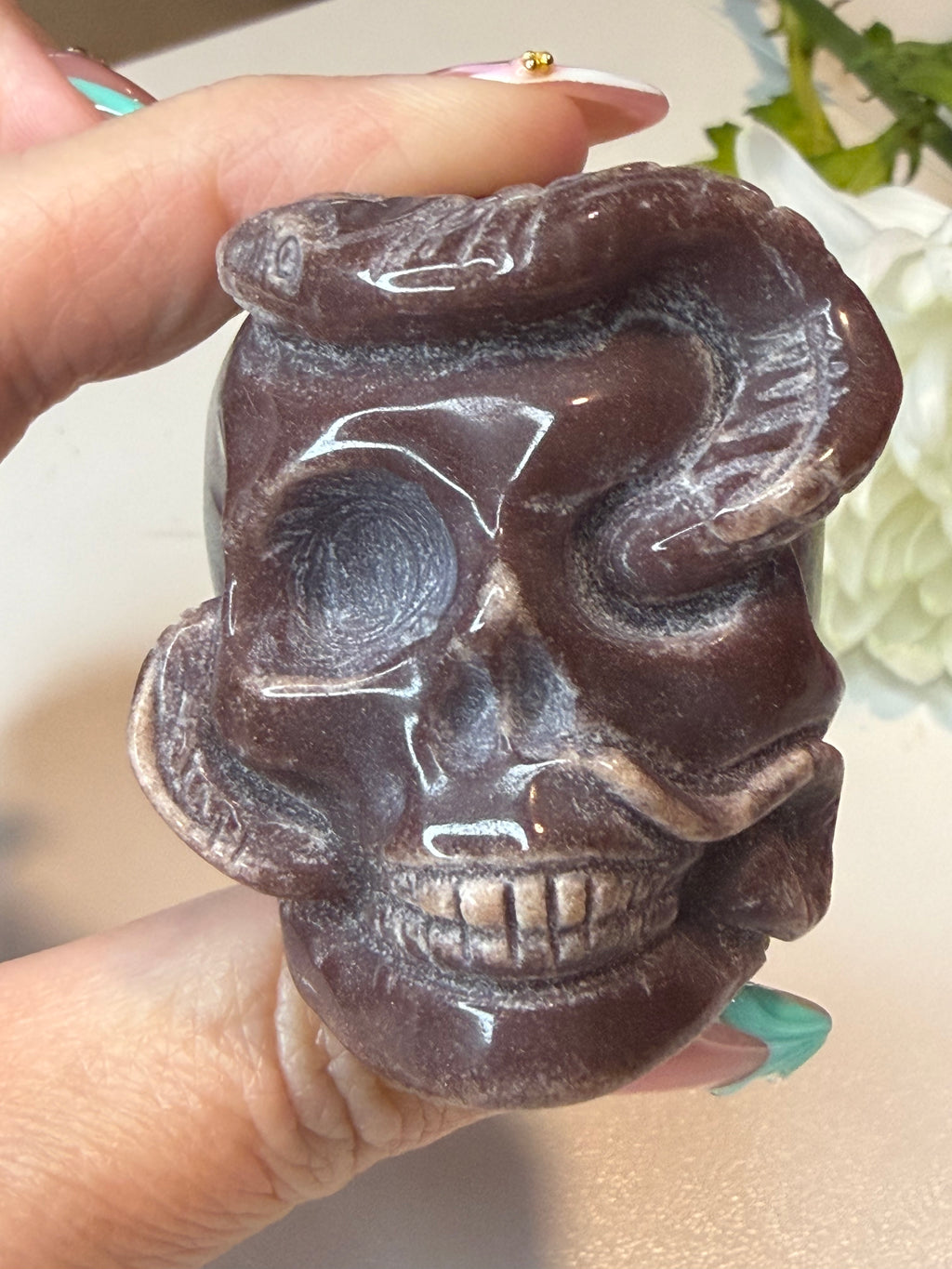 Purple Aventurine Snake Skull Carving! Unique piece!