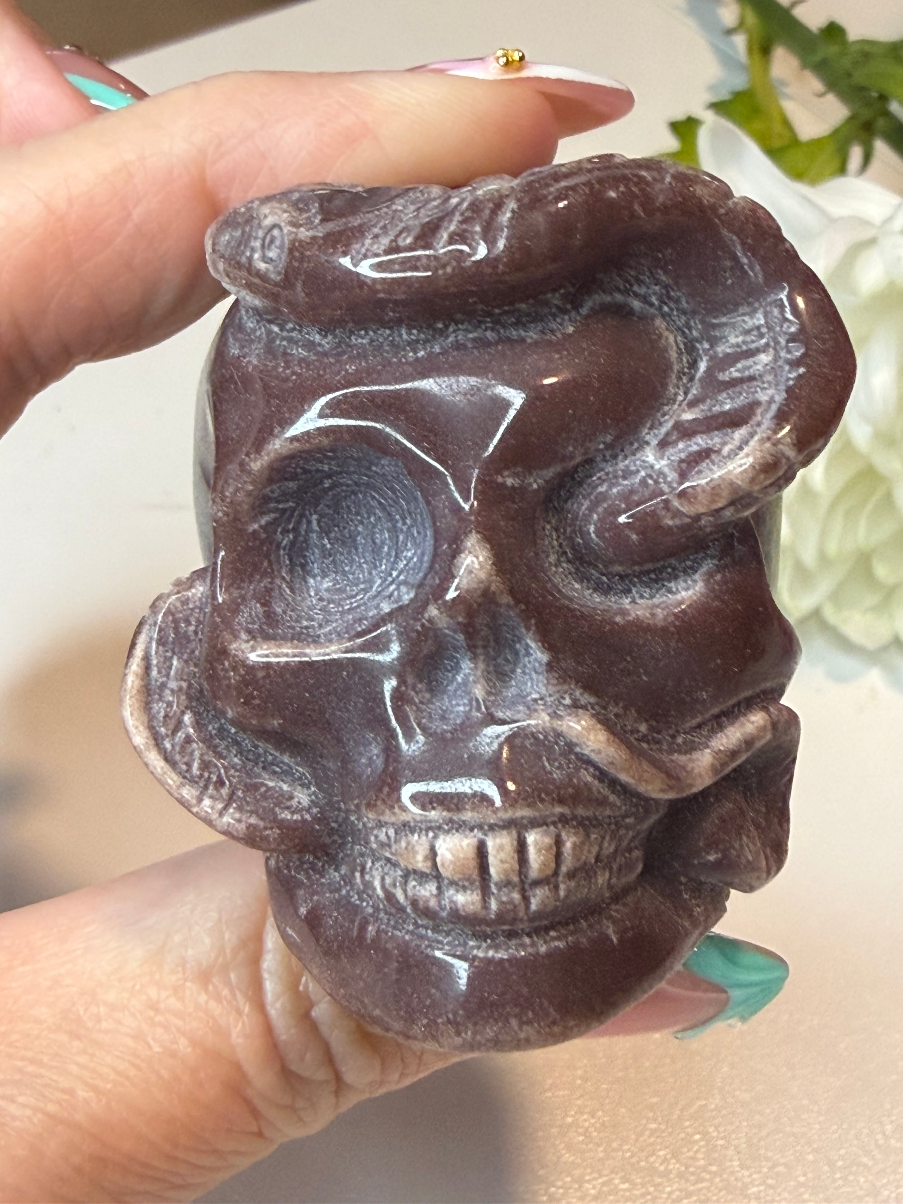 Purple Aventurine Snake Skull Carving! Unique piece!