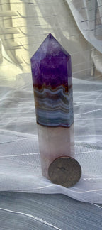 Amethyst Banded Agate Crystal Tower 3.25" - Polished Stone Point