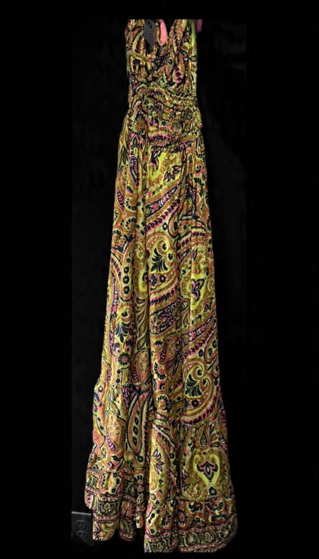 New with Tags Boho Halter Maxi Dress – Paisley Print with Tassels