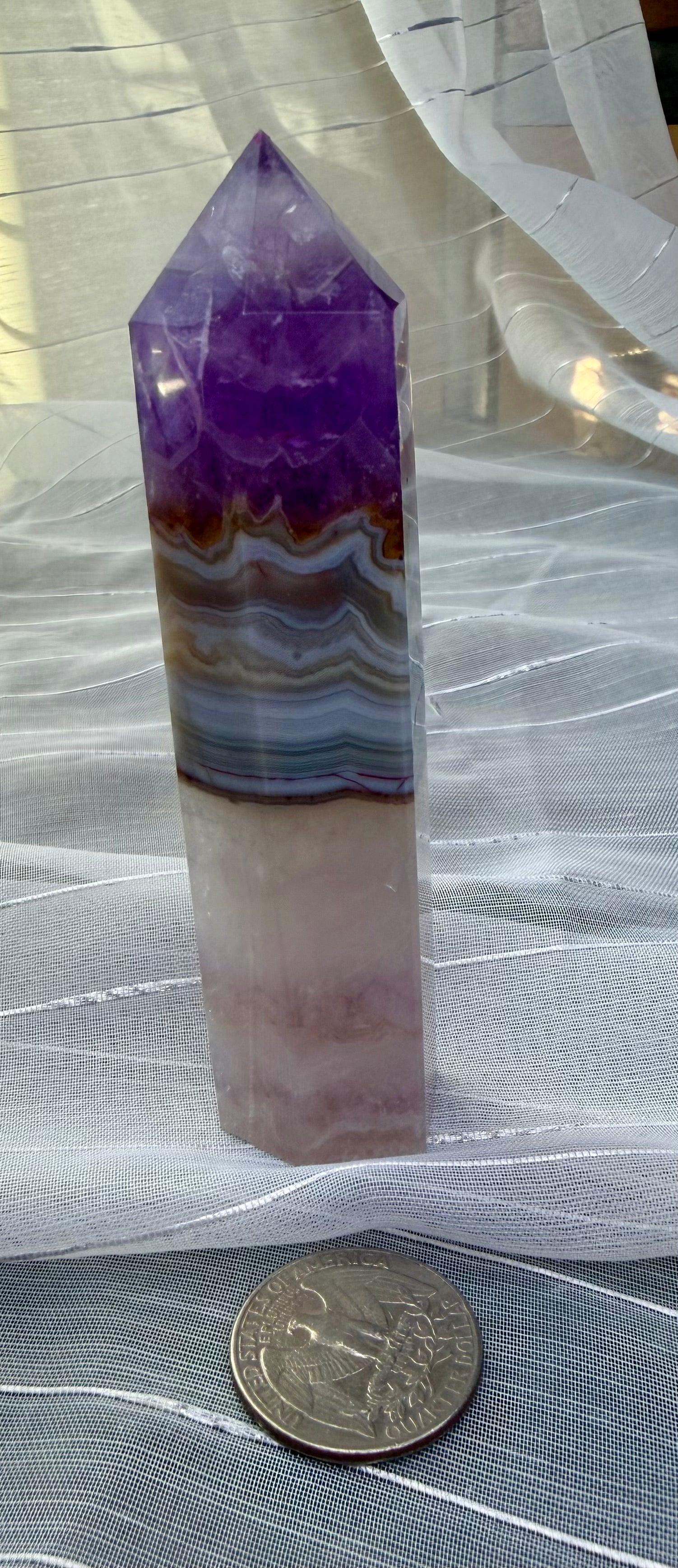 Amethyst Banded Agate Crystal Tower 3.25" - Polished Stone Point