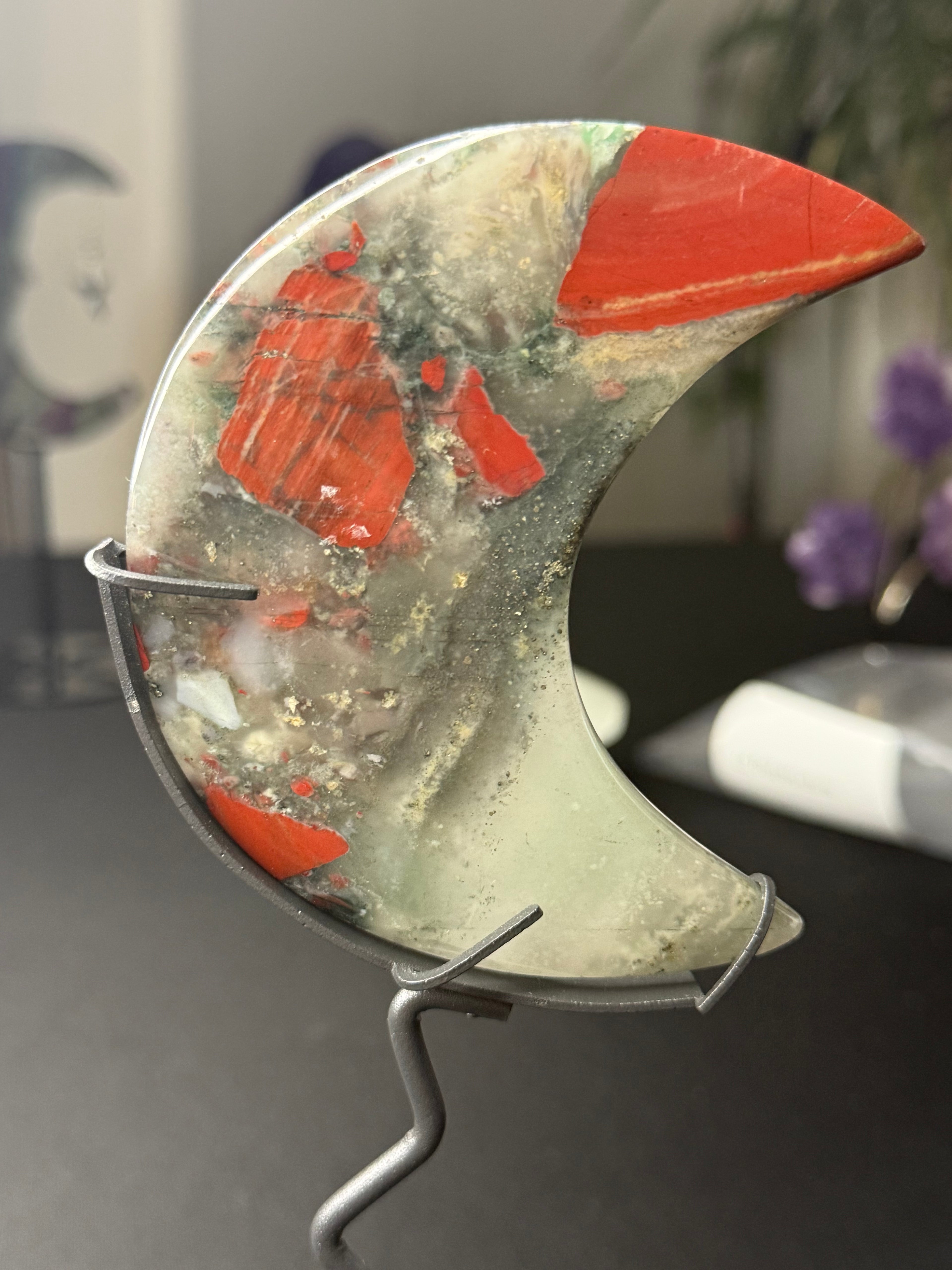 Dragon Bloodstone Crescent Moon