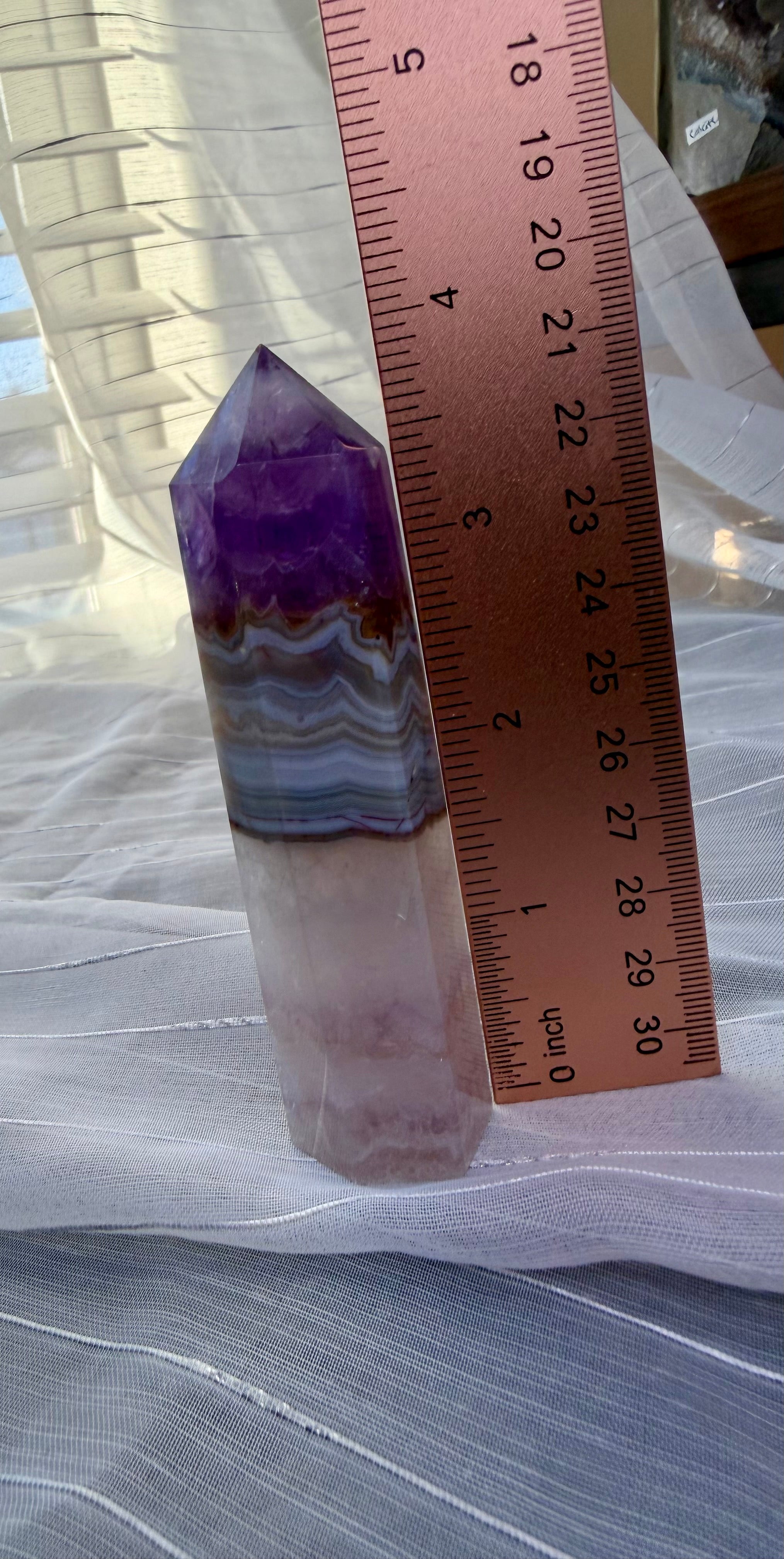 Amethyst Banded Agate Crystal Tower 3.25" - Polished Stone Point