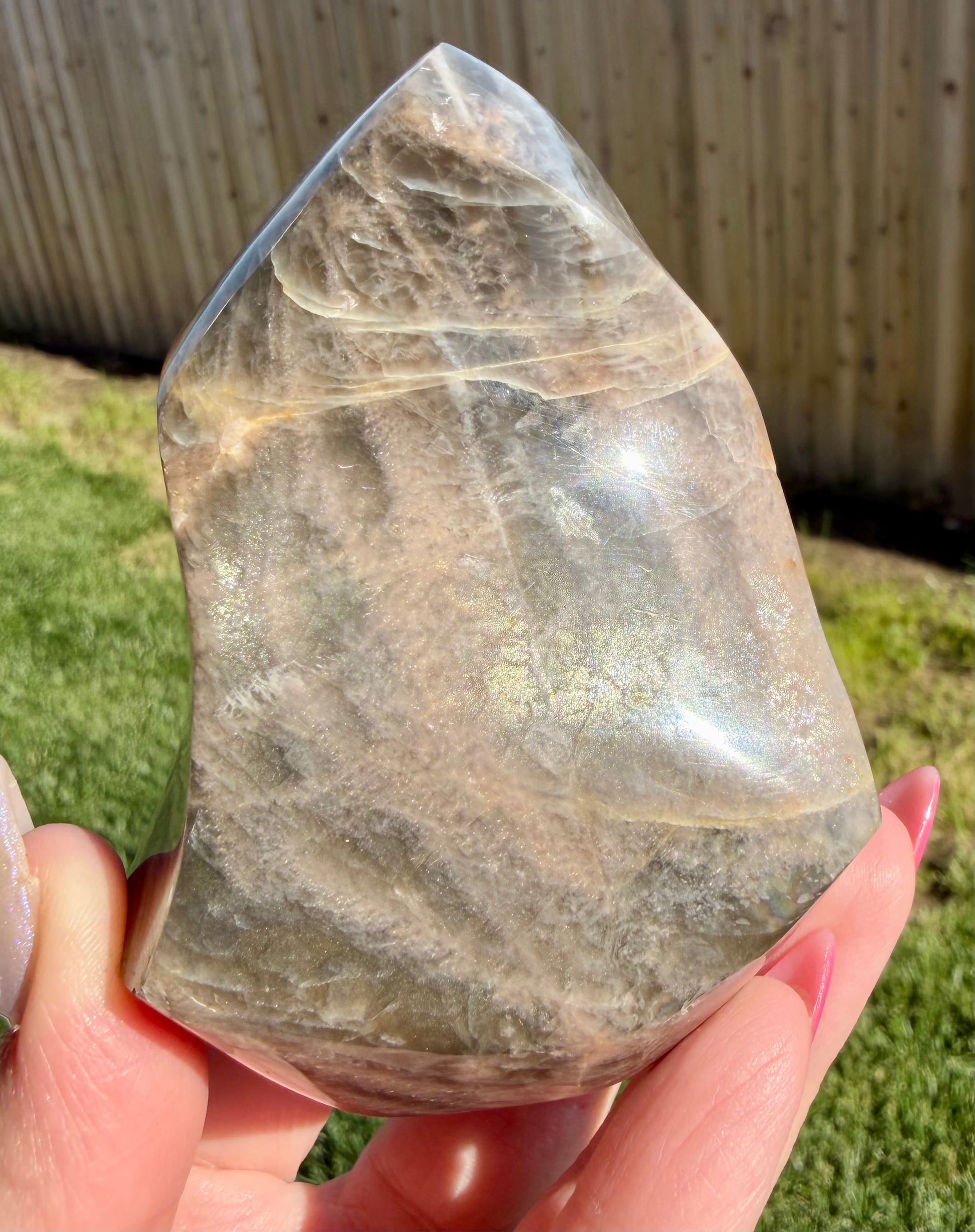 Black Moonstone Flame with Silver Flash