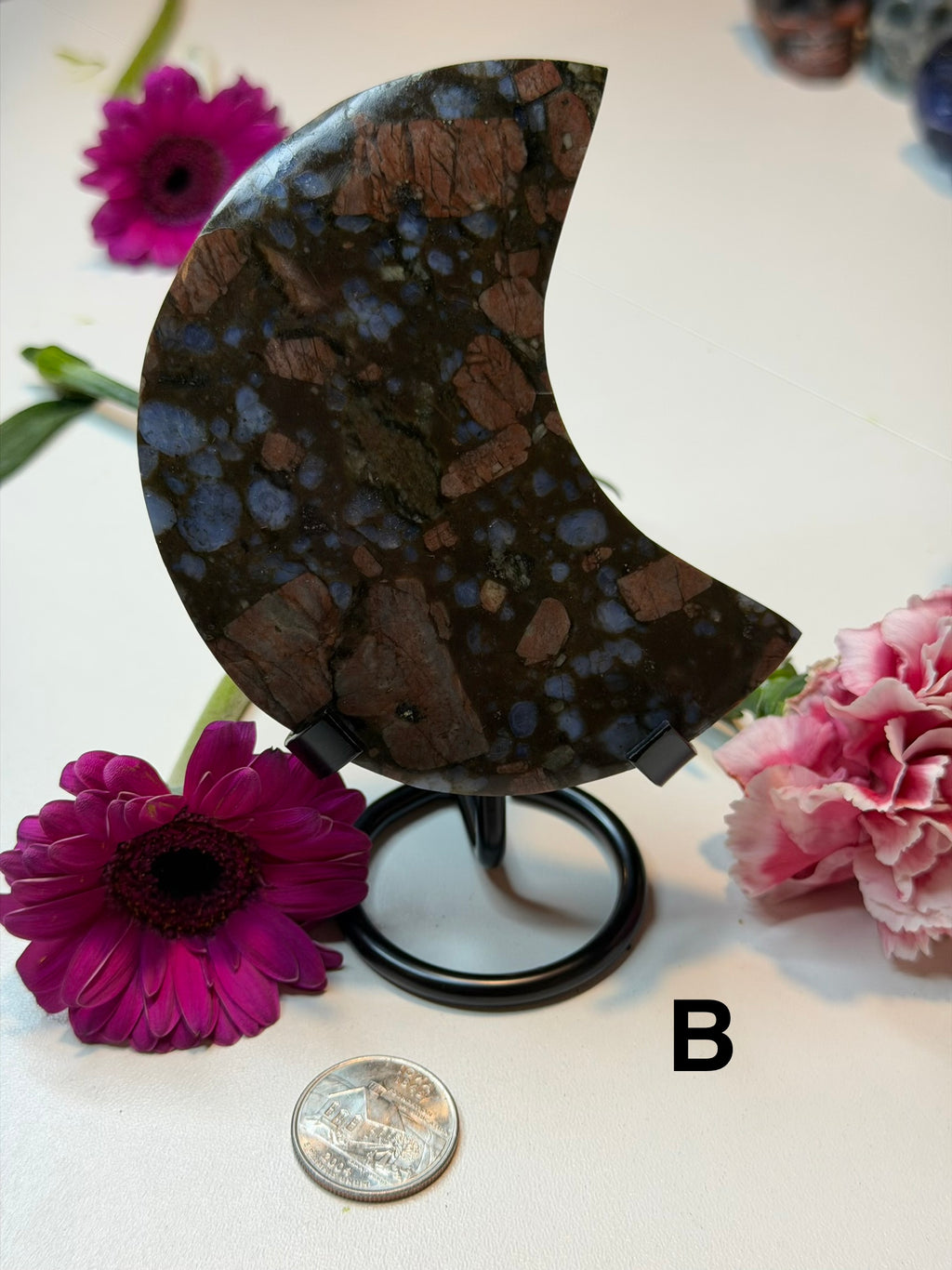 Que Sera Jasper Crescent Moon Carvings