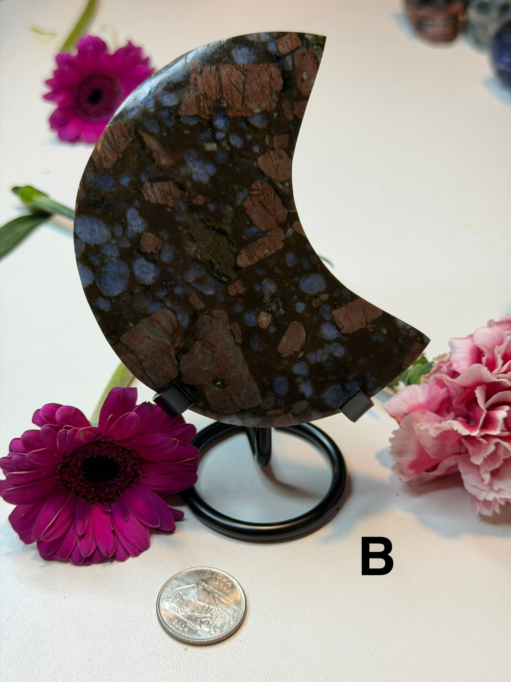 Que Sera Jasper Crescent Moon Carvings