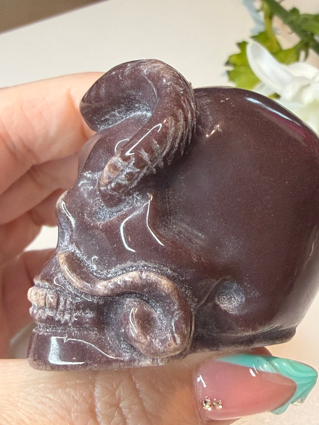 Purple Aventurine Snake Skull Carving! Unique piece!
