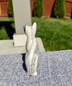 Zebra Calcite Sitting Cat Carving from Mexico - UV Reactive Stone Figurine