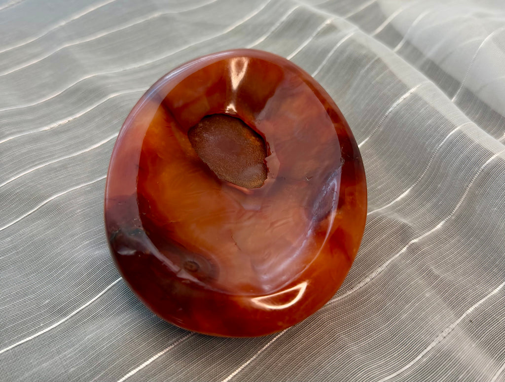Carnelian Stone Trinket Tray Dish Bowl 4.5" - Polished Orange Crystal Trinket Tray