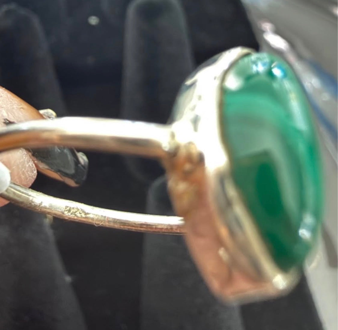 Stunning Malachite Marquise Sterling Silver Ring