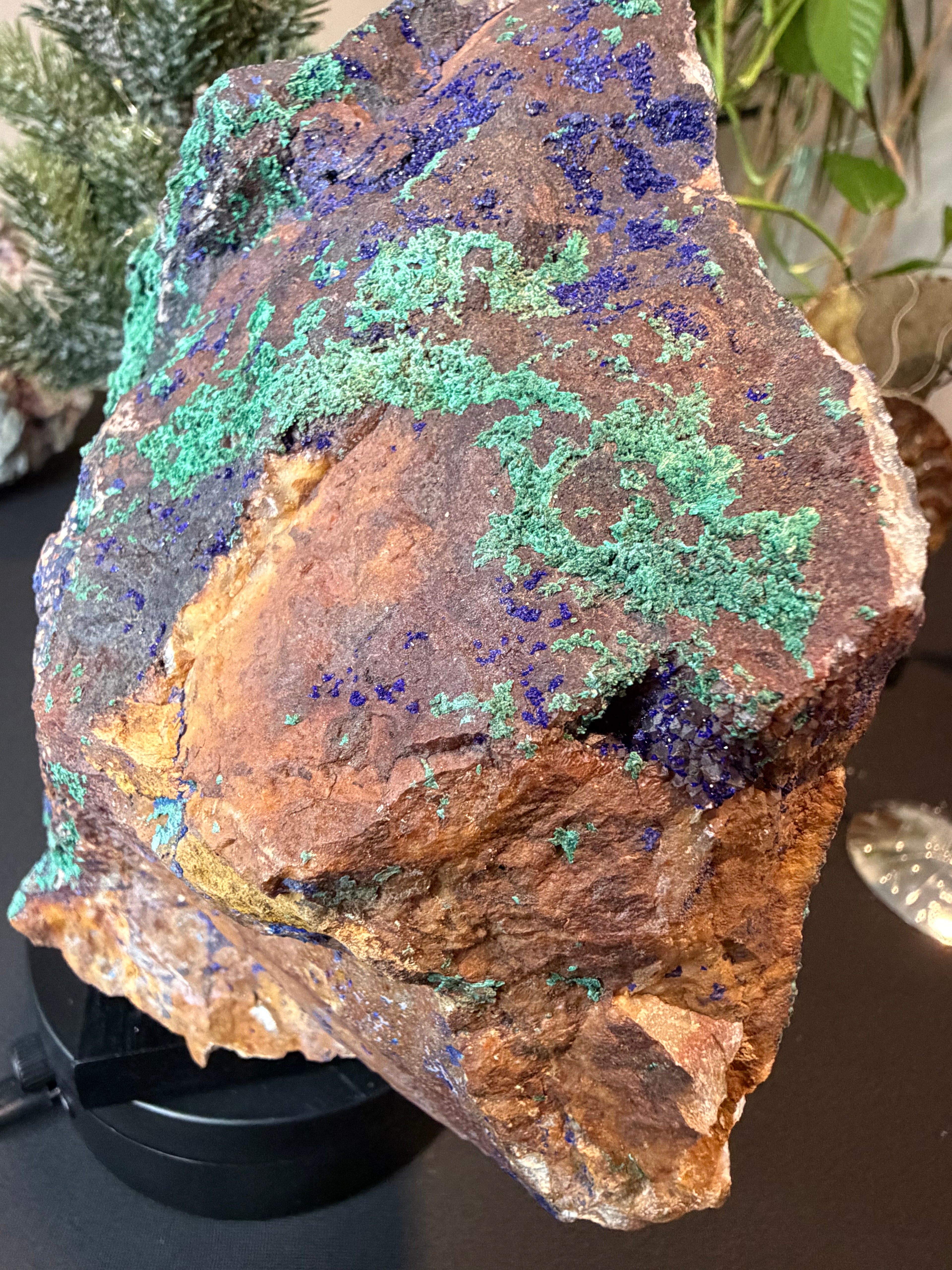 Large Azurite & Malachite Specimen on Stand
