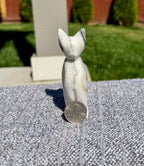 Zebra Calcite Sitting Cat Carving from Mexico - UV Reactive Stone Figurine