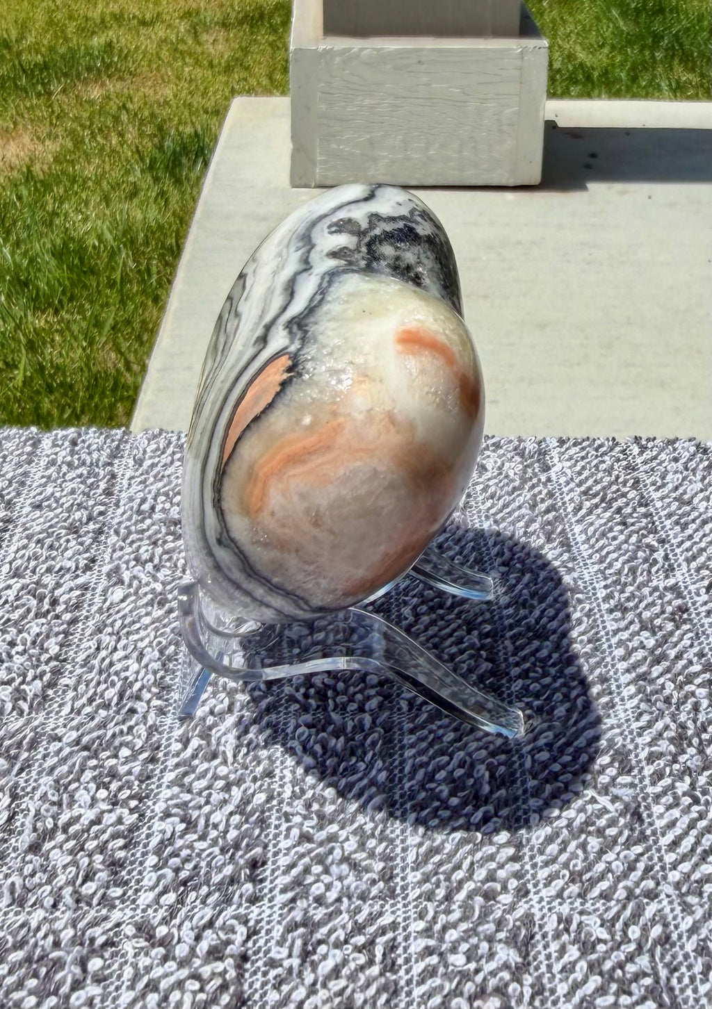 Stunning Zebra Calcite Puffy Heart 3" - Polished Banded Calcite Stone Decor