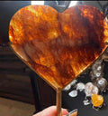 Golden Red Stone Heart on Stand - Large Polished Home Decor