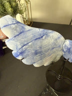 Natural Blue Sodalite Hackmanite Angel Wings with Heart Center
