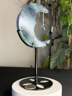 Beautiful Fluorite
Moon Carving with Dangling Metal Star