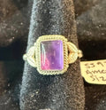 New Genuine Amethyst Stone Ring with Leaf Design