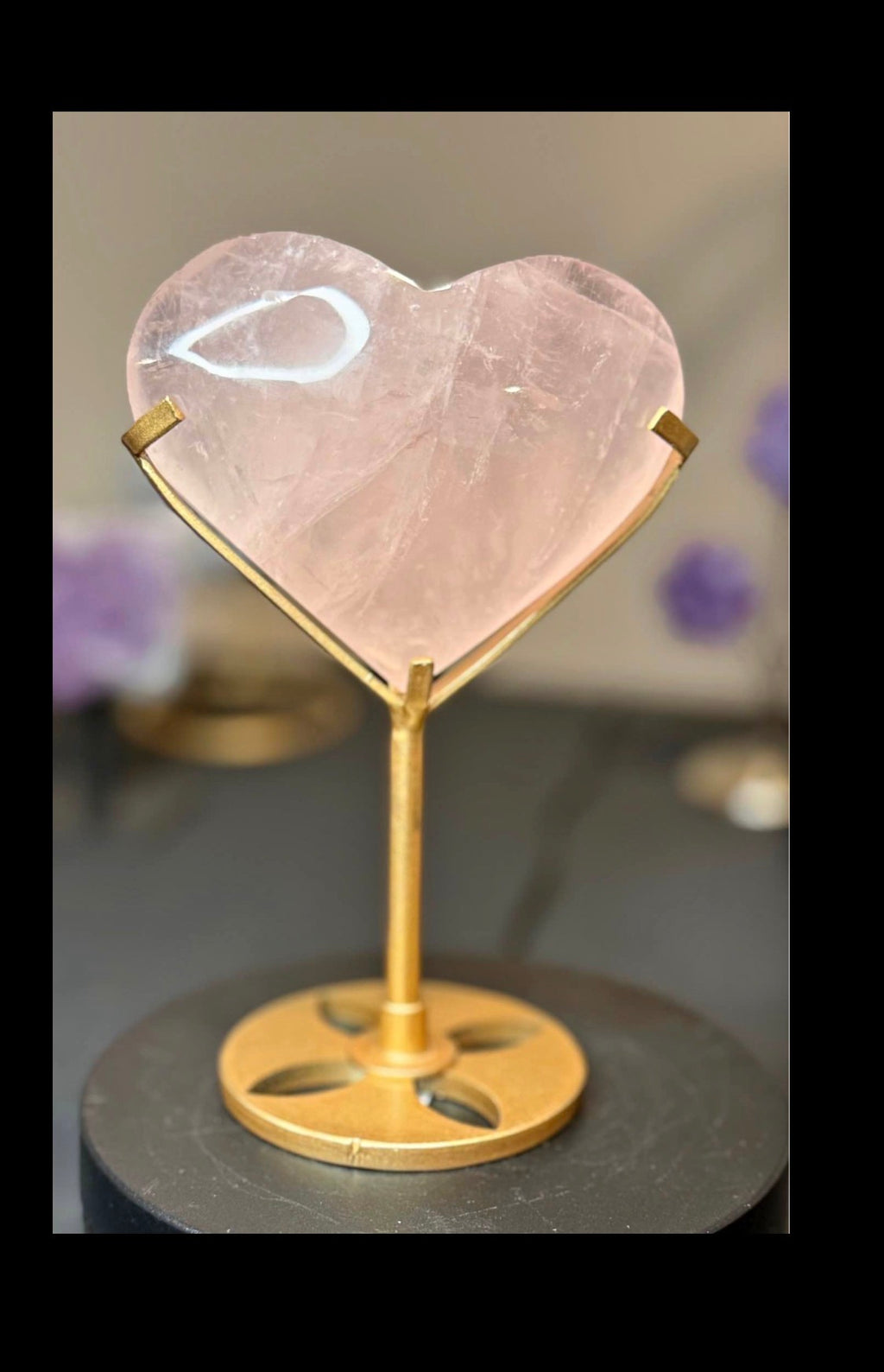 Rose Quartz Puffy Heart Crystal with Stand