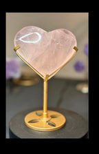 Rose Quartz Puffy Heart Crystal with Stand
