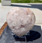 Amazing Large Pink Flower Agate Heart – Druzy Quartz Stone Decor