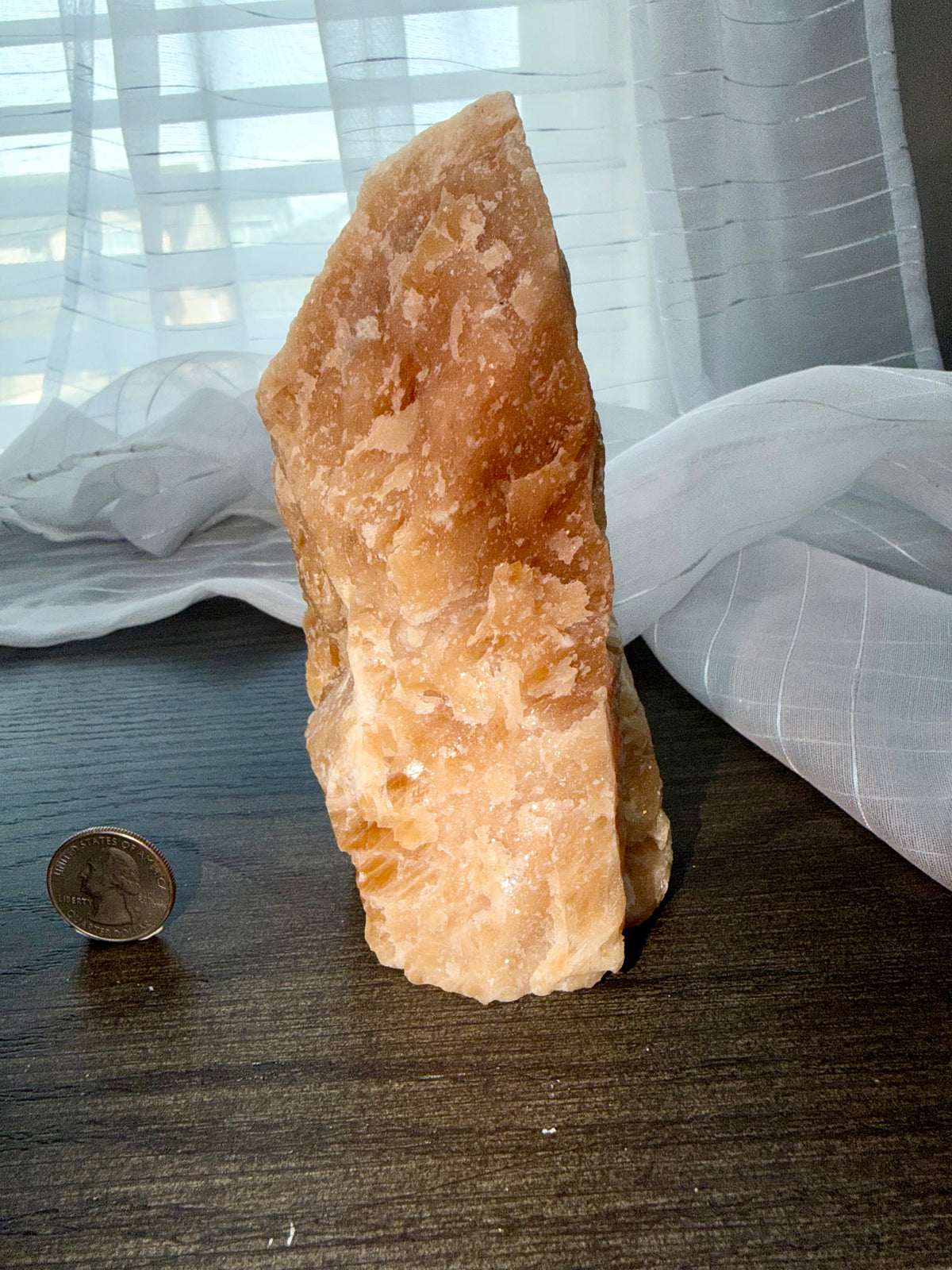 VIBRANT Large Raw Orange Calcite Mineral Specimen - Natural Display Piece