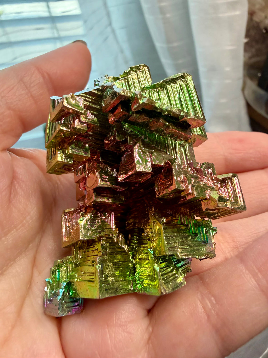 Bismuth Crystal Specimen 2.25" - Iridescent Metal Display Piece