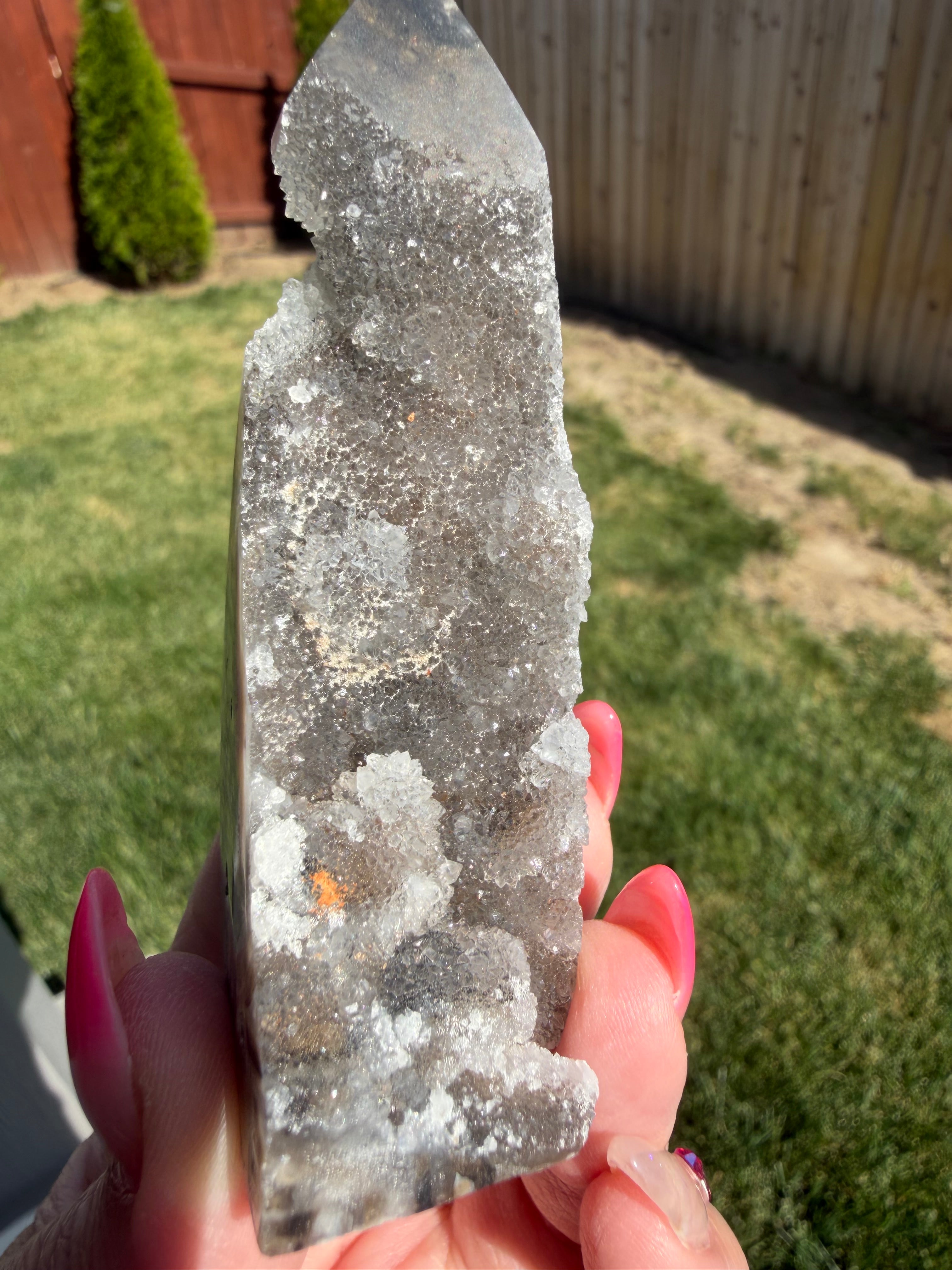 Sphalerite Druzy Tower - Sparkly Crystal Point - 3.25" Tall