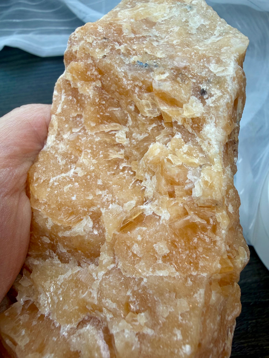 VIBRANT Large Raw Orange Calcite Mineral Specimen - Natural Display Piece