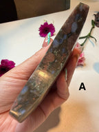 Que Sera Jasper Crescent Moon Carvings