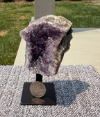 Brazilian Amethyst Cluster on Metal Stand - Natural Crystal Display 12.5 oz