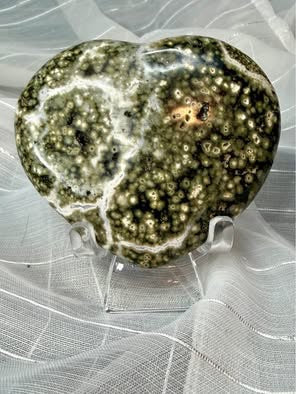 Large Ocean Jasper Heart Shaped Stone Display Piece 2.5" x 3"