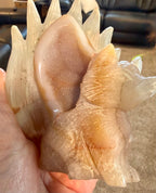 Druzy Agate 9-Tail Fox Carving - Crystal Kitsune Fox Statue