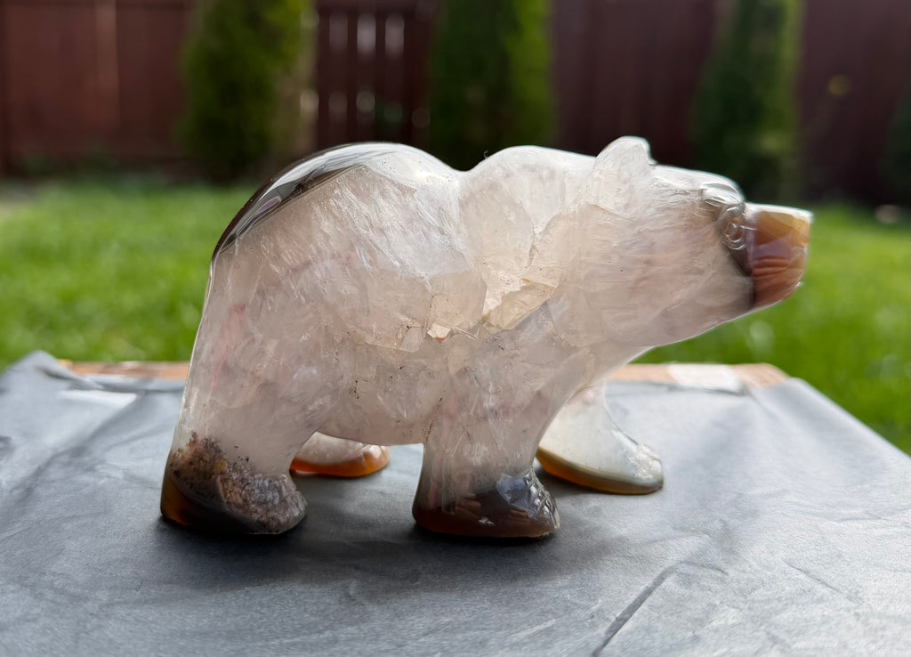 Druzy Agate Hand Carved Bear