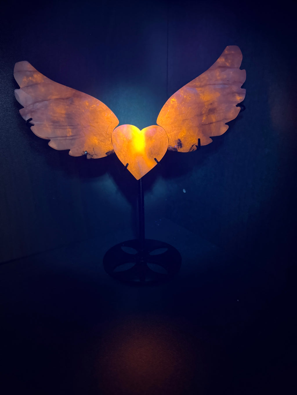 Natural Blue Sodalite Hackmanite Angel Wings with Heart Center