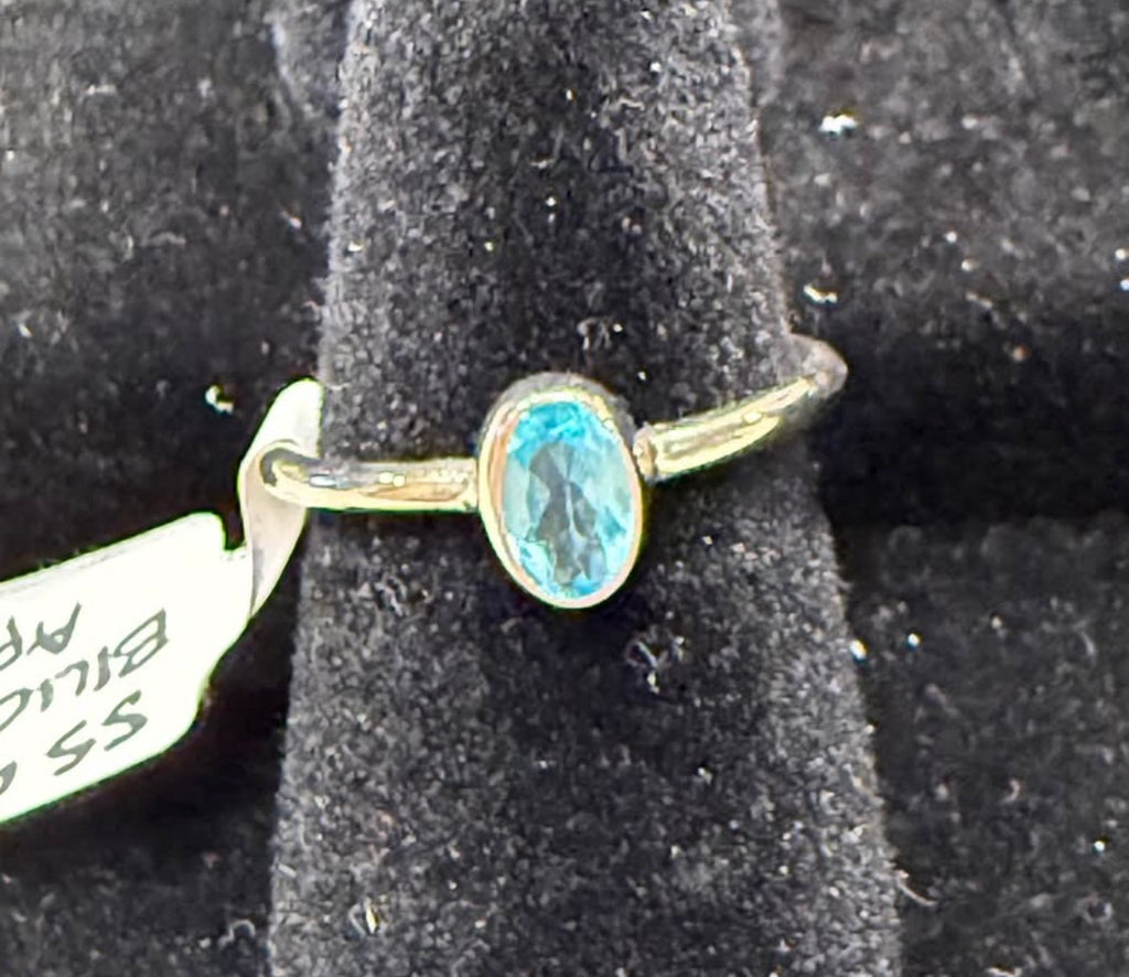 New Oval Faceted Blue Apatite Sterling Silver 925 Ring