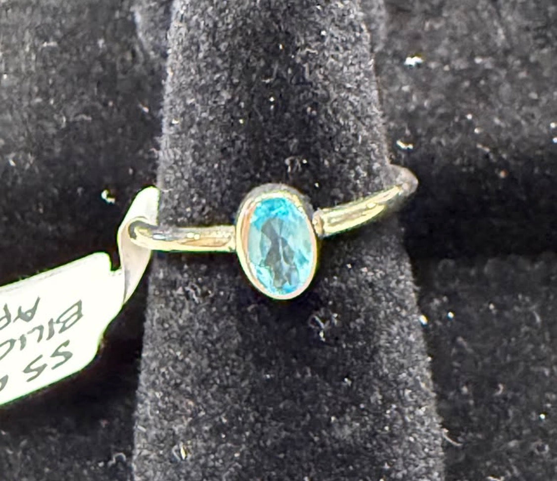 New Oval Faceted Blue Apatite Sterling Silver 925 Ring