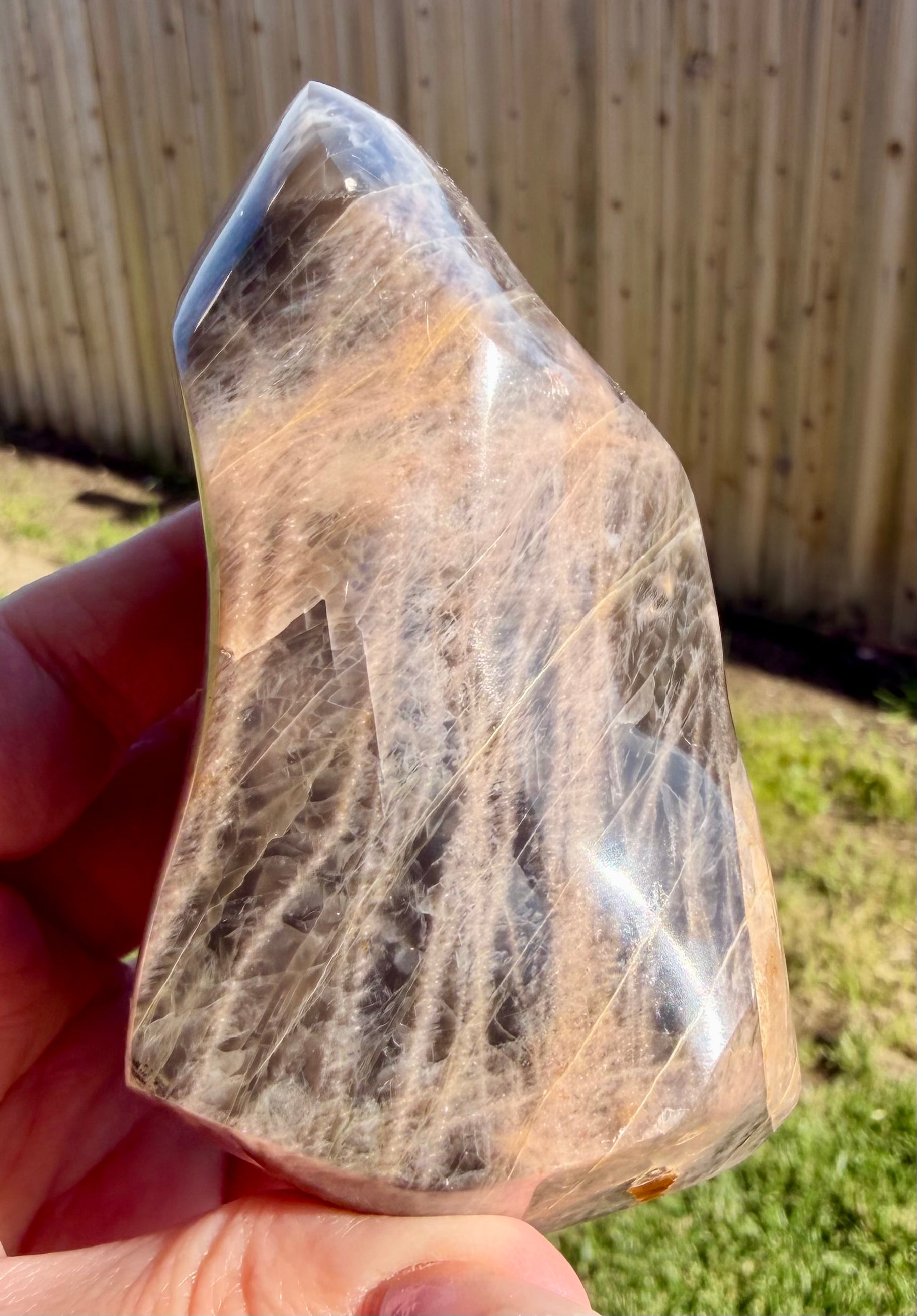 Black Moonstone Flame with Silver Flash