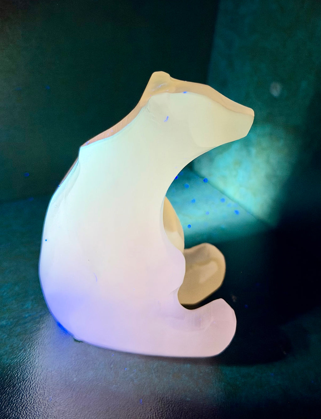 Hand Carved Amber Onyx Polar Bear from Mexico - UV Reactive Stone Figurine