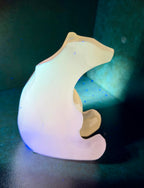 Hand Carved Amber Onyx Polar Bear from Mexico - UV Reactive Stone Figurine