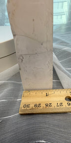 Polished White Druzy
Quartz Tower Obelisk -
Natural Mineral Specimen