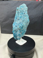 Raw Blue Apatite Stone on Stand
