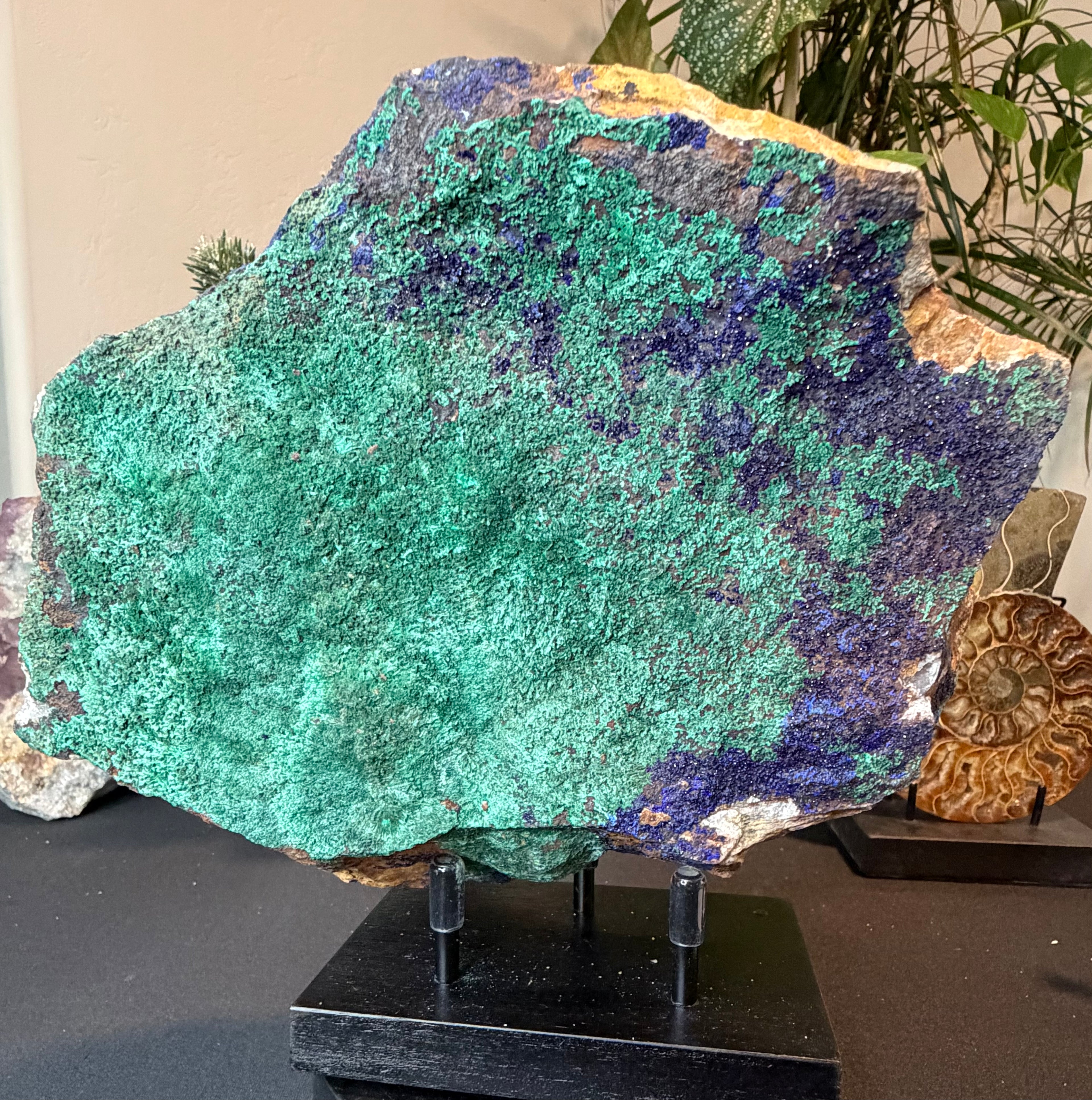 Large Azurite & Malachite Specimen on Stand