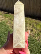 Blue Moonstone Sunstone Crystal Tower Point - Flashy Home Decor