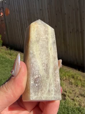 Blue Moonstone Sunstone Crystal Tower Point - Flashy Home Decor