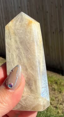Blue Moonstone Sunstone Crystal Tower Point - Flashy Home Decor