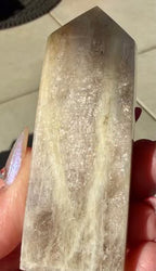 Blue Moonstone Sunstone Crystal Tower Point - Flashy Home Decor