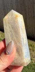 Blue Moonstone Sunstone Crystal Tower Point - Flashy Home Decor