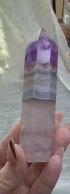 Amethyst Banded Agate Crystal Tower 3.25" - Polished Stone Point