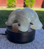 Large Mexican Onyx Hand Carved Bear Figurine 6.3" - Banded Stone Sculpture
