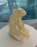 Hand Carved Amber Onyx Polar Bear from Mexico - UV Reactive Stone Figurine